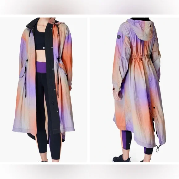 Sweaty Betty NWT Jet Longline Lightweight Boho Ombré Midi Nylon Jacket medium - Picture 3 of 16